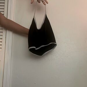 Black crop top with white trim